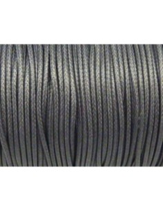 5m Cordon polyester enduit souple 1,5mm imitation cuir gris foncé argenté satiné 2