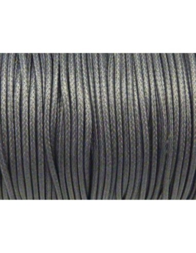 Cordon polyester enduit souple 1,5mm imitation cuir gris foncé argenté satiné