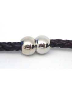 R-Fermoir aimanté 2 boules en métal argenté pour cordon...