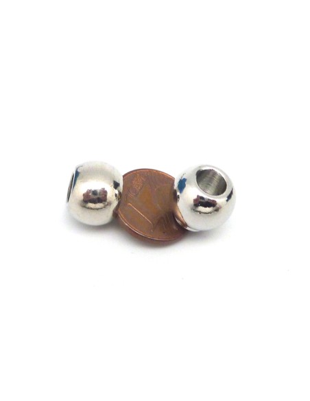 R-Fermoir aimanté 2 boules en métal argenté pour cordon de 5mm