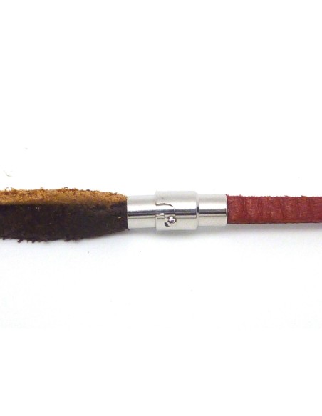 Fermoir aimanté embout rond cordon 3,5mm métal argenté