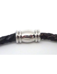 Fermoir aimanté tube arrondi embout 6,5mm en métal argenté