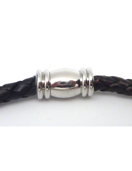 Fermoir aimanté tube arrondi embout 6,5mm en métal argenté