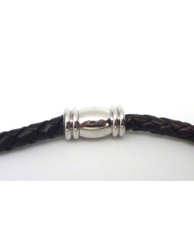 Fermoir aimanté tube arrondi embout 6,5mm en métal argenté