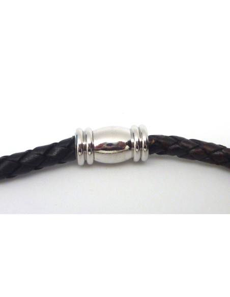 Fermoir aimanté tube arrondi embout 6,5mm en métal argenté