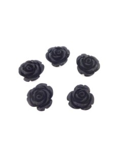 R-Perle Rose ciselée 17mm noire en résine