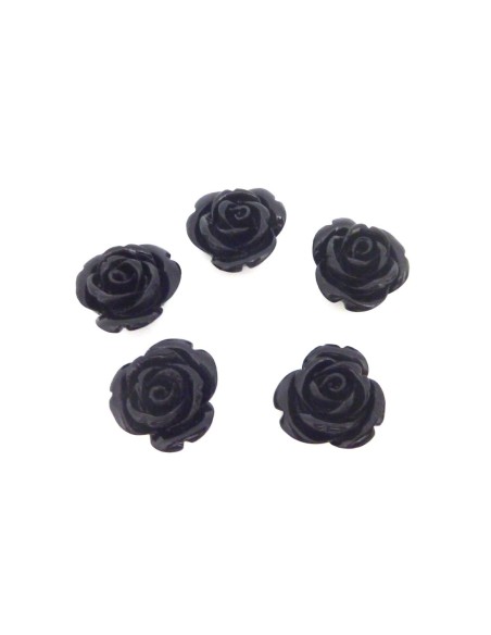 R-Perle Rose ciselée 17mm noire en résine