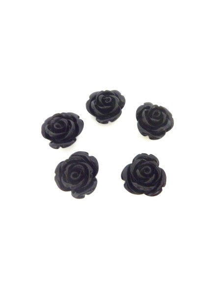R-Perle Rose ciselée 17mm noire en résine
