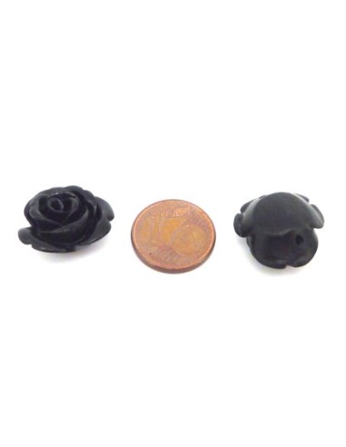 R-Perle Rose ciselée 17mm noire en résine
