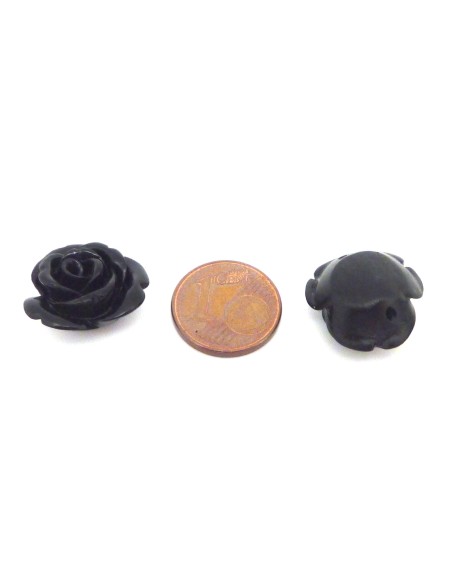 R-Perle Rose ciselée 17mm noire en résine