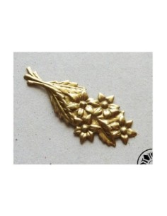 Estampe bouquet de fleurs Vintage Années 60-70 en laiton...