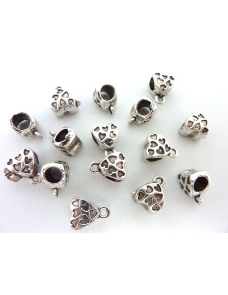 bélière coeur en metal argente