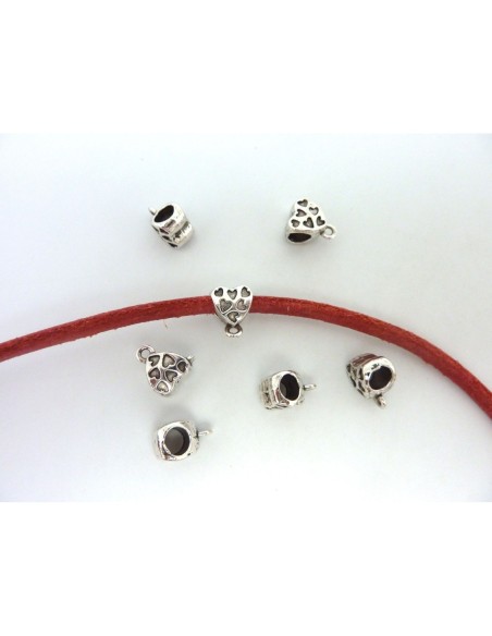 bélière coeur en metal argente