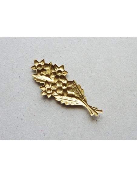 Estampe bouquet de fleurs Vintage Années 60-70 en laiton doré