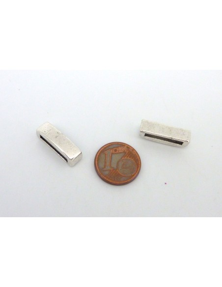 Perle poussoir argenté pour lanière cuir de 13mm Perle poussoir argenté pour lanière cuir de 13mm