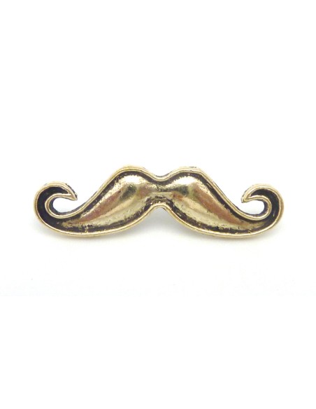 5 Perles, pendentifs, connecteurs moustache 30,8mm en métal doré pâle