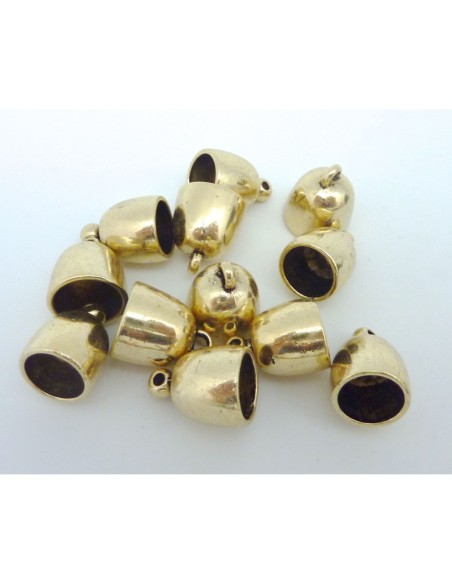 Embout rond pas cher pour cordon de 10mm en métal doré pâle Embout rond pas cher pour cordon de 10mm en métal doré pâle