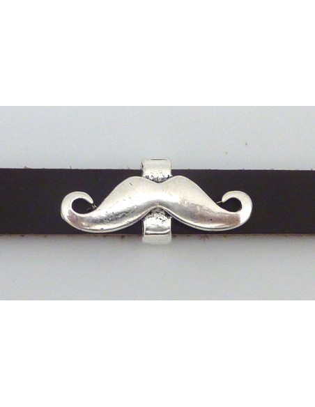 Perle passant moustache 29,6mm en métal argenté