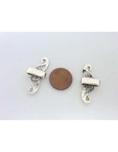 Perle passant moustache 29,6mm en métal argenté
