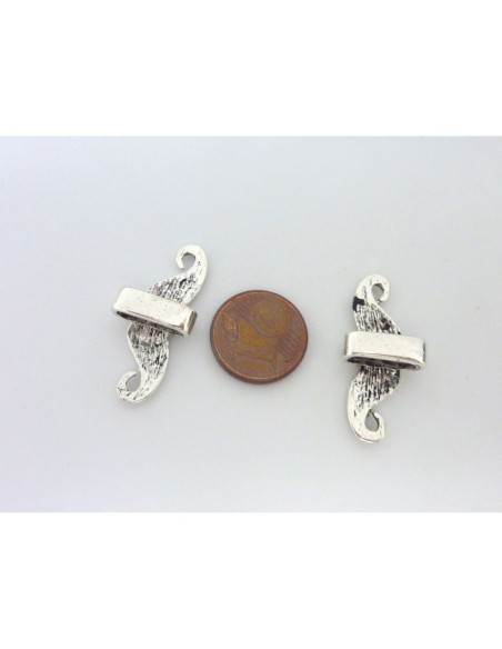 Perle passant moustache 29,6mm en métal argenté