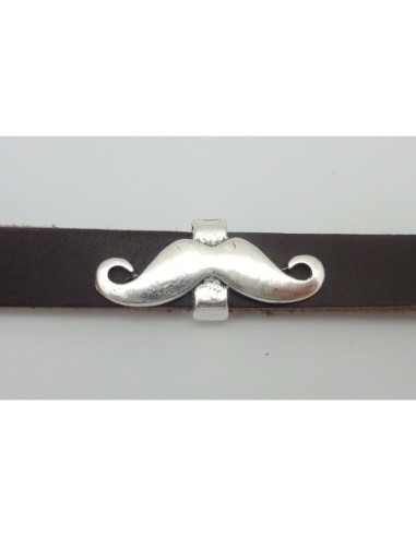Perle passant moustache 29,6mm en métal argenté