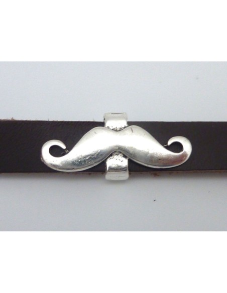 Perle passant moustache 29,6mm en métal argenté