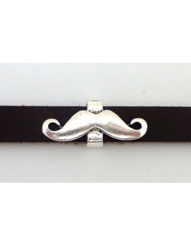 Perle passant moustache 29,6mm en métal argenté