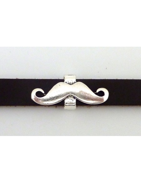 Perle passant moustache 29,6mm en métal argenté