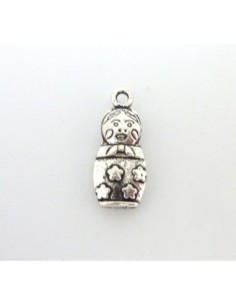 3 Breloques poupée russe "Matriochka" 21,7mm en métal argenté