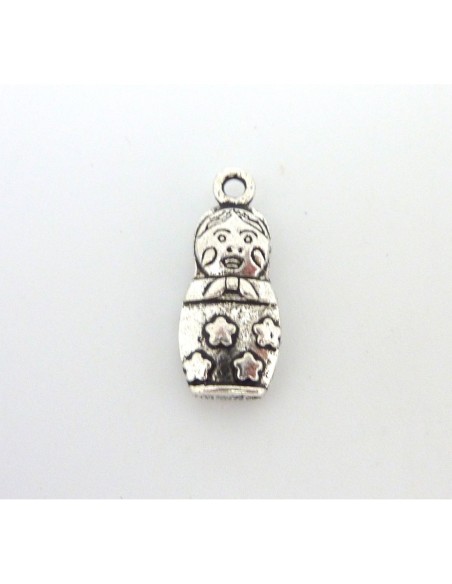 3 Breloques poupée russe "Matriochka" 21,7mm en métal argenté