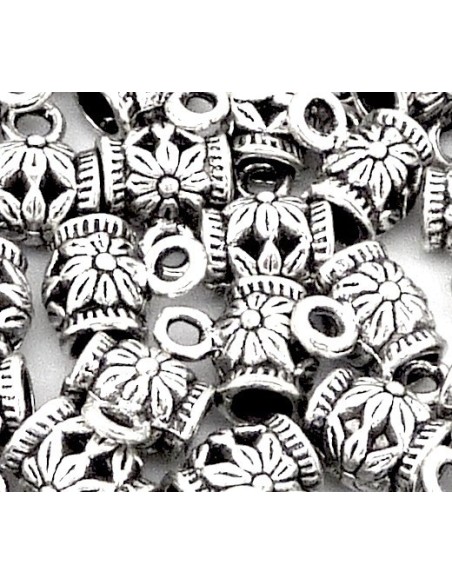 Perle support breloque 10mm, belière en métal argenté