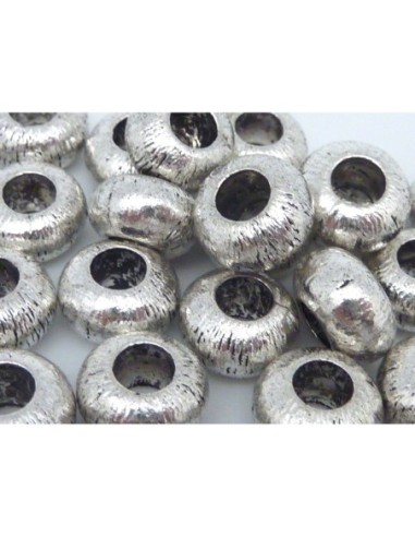 Perle ronde strié en métal argenté