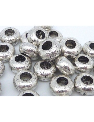 Perle ronde aplatie 10,5mm en métal argenté