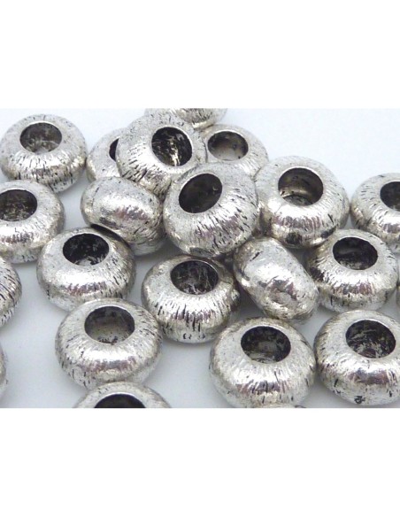 Perle ronde aplatie 10,5mm en métal argenté