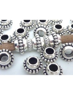 perle metal argente ovale 11mm a gros trou