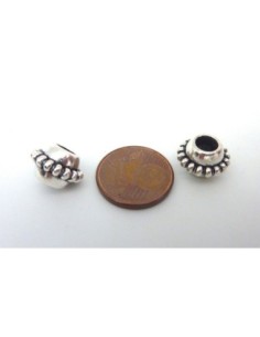 perle metal argente ovale 11mm a gros trou 2