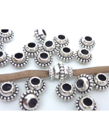 perle metal argente ovale 11mm a gros trou