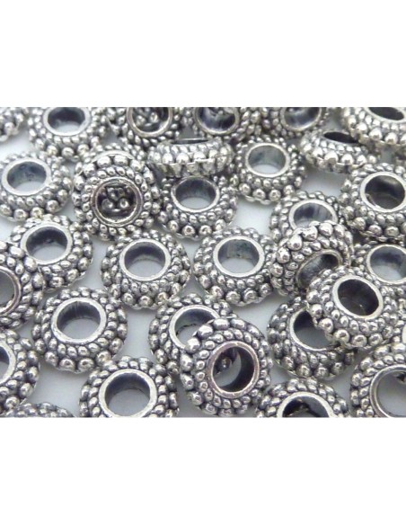 Perle intercalaire argenté 8mm en métal