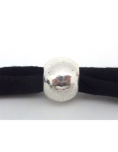 Grosse perle ronde 15,8mm en métal argenté lisse gros trou 8,5mm