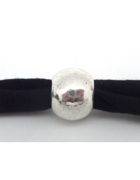 Grosse perle ronde 15,8mm en métal argenté lisse gros trou 8,5mm