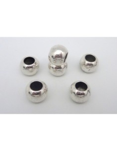 Grosse perle ronde 15,8mm en métal argenté lisse gros trou 8,5mm 2