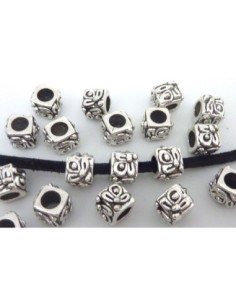 R-5 perles cube, facette 9,4mm en métal argenté ouvragé à...