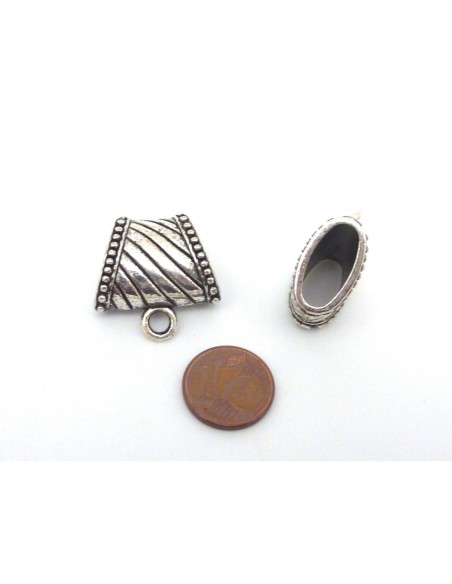 R-5 Perles passant, support breloque 24mmx23mm, belière en métal argenté