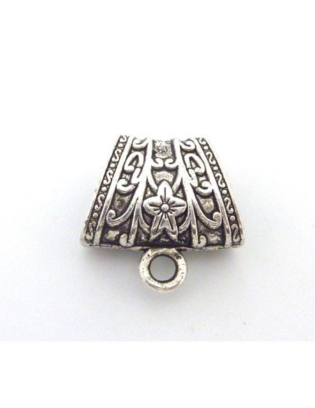 Perle passant, support breloque 23mmx23mm, belière en métal argenté pour foulard