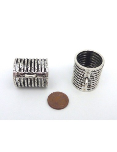 Passant XXL pour foulard en métal argenté strié