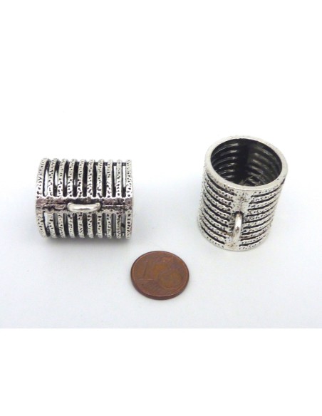 Passant XXL pour foulard en métal argenté strié