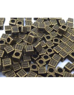 20 perles cube, facette 4,7mm en métal de couleur bronze