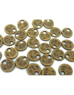 breloque pastille en métal de couleur bronze martelé 12mm