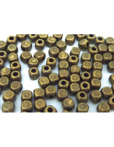 Perle cube 4mm bronze