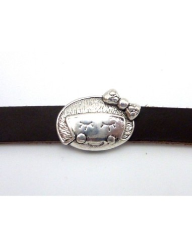 1 Perle passant Fillette 24,6mm en métal argenté